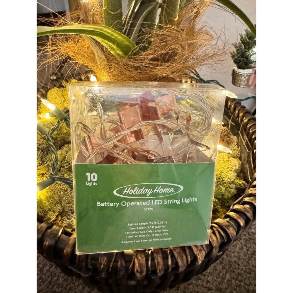 Holiday Home Copper STAR Battery Operated Christmas String Lights